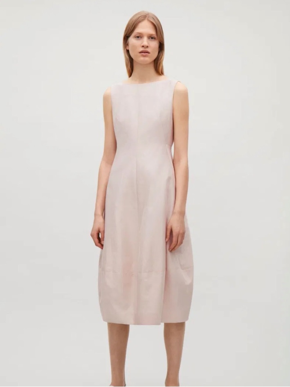 COS Cocoon Skirt Sleeveless Minimalist Silk Cotton Blend Midi Dress Size XS